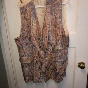 Vintage Encore Vest tapestry like fabric with satin like fabric- buttons on top.
